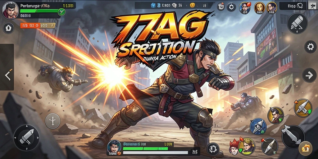 Tampilan seru dalam gameplay action 77AG.