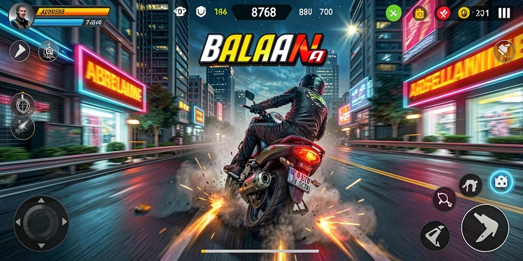 Screenshot 8768 menampilkan aksi balapan motor yang mendebarkan.