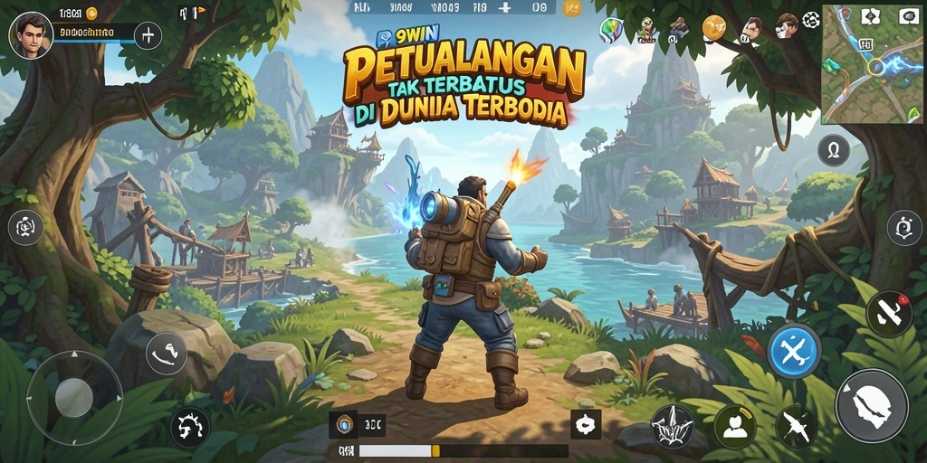 Tangkapan layar gameplay dari 9WIN dengan eksplorasi dunia terbuka.
