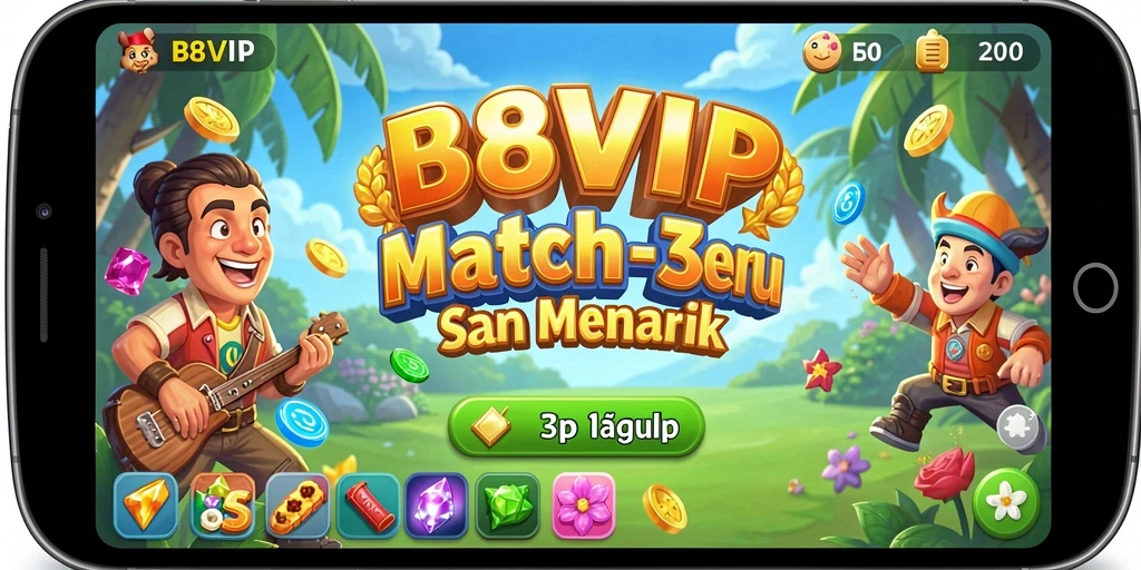 Screenshot utama B8VIP menampilkan keseruan gameplay Match-3.