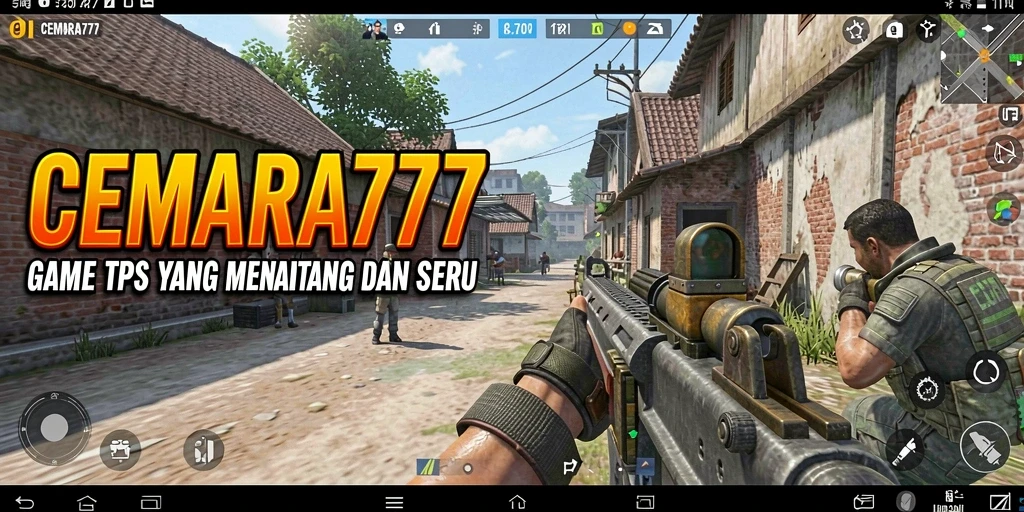 Screenshot gameplay CEMARA777 yang menunjukkan aksi seru dalam pertempuran TPS.
