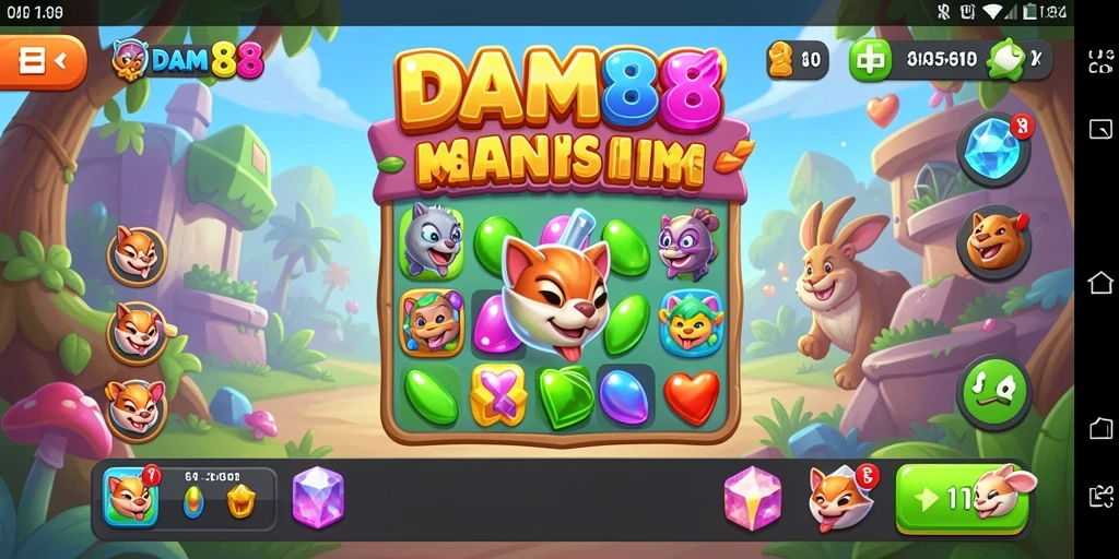 Screenshot gameplay <strong>DAM88</strong> menampilkan momen seru mencocokkan item.
