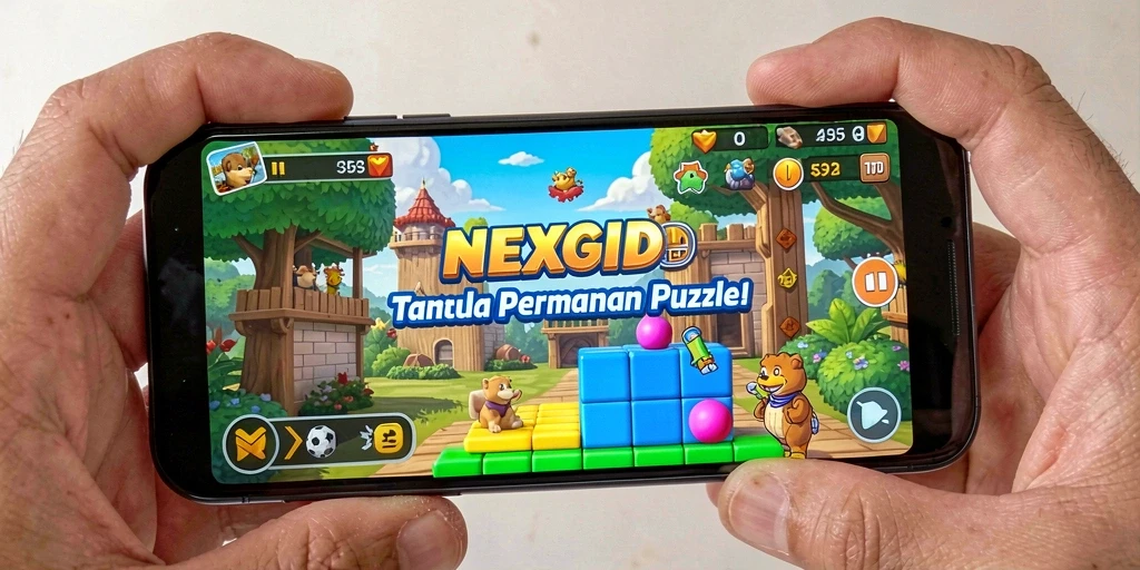 Screenshot gameplay NEXGID menampilkan pengalaman bermain puzzle yang mengasyikkan.