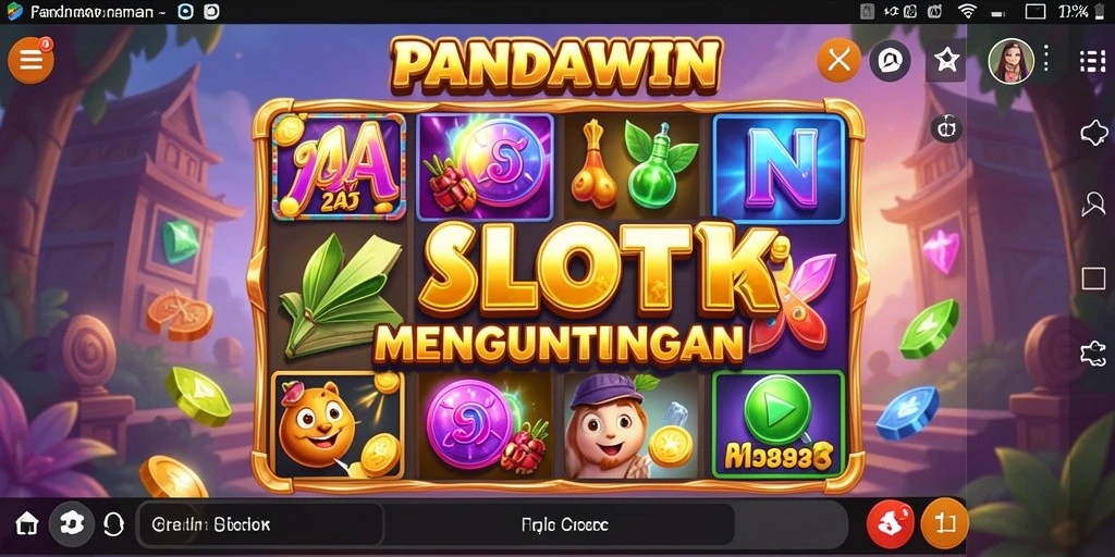 Gameplay seru PANDAWIN dengan berbagai simbol dan efek menarik.