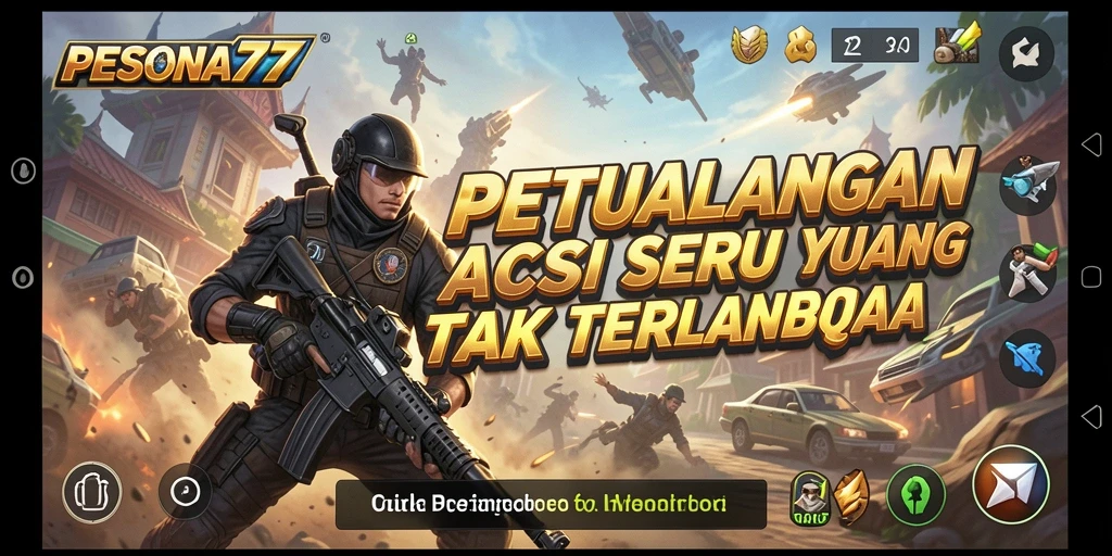 Tangkapan layar utama PESONA77 dalam aksi penuh di arena pertempuran.