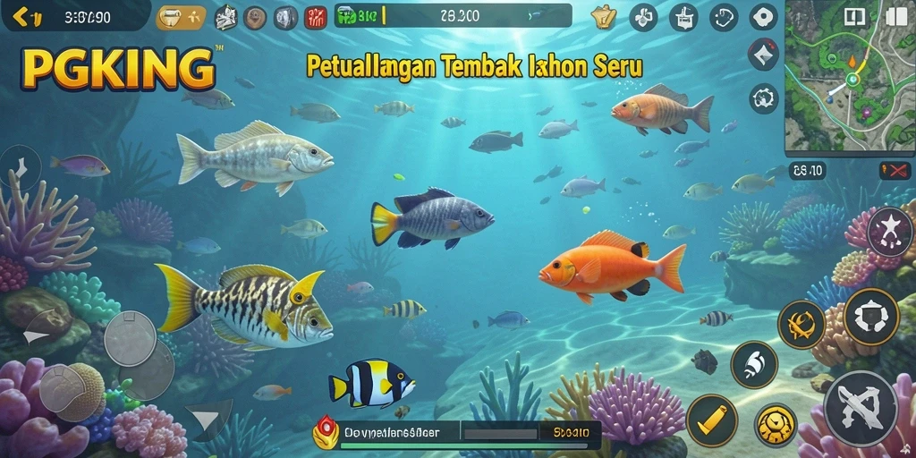 Screenshot PGKING yang menampilkan aksi menembak ikan yang seru.