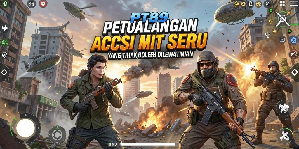 Screenshot PT89 menampilkan aksi seru dengan karakter dan senjata yang beragam.