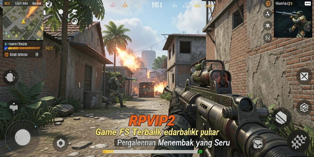 Screenshot utama RPVIP2 menampilkan aksi menembak yang mendebarkan.