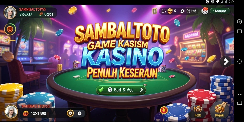 Screenshot gameplay SAMBALTOTO menampilkan suasana kasino yang hidup.