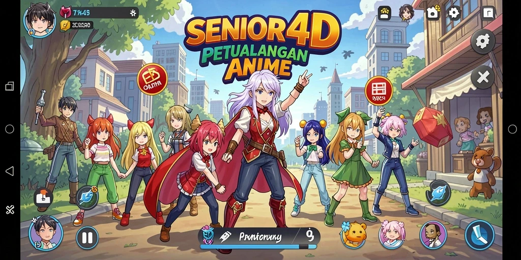 Tampilan gameplay yang penuh aksi dan karakter Anime ikonik.