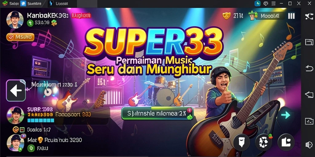 Tampilan gameplay SUPER33 yang menarik dan penuh warna.