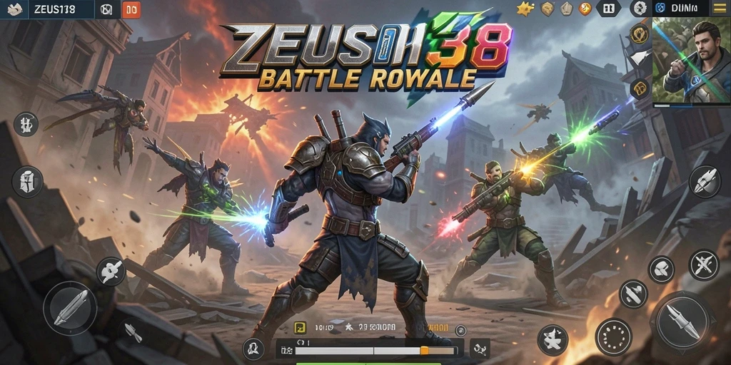 Screenshot aksi seru dalam pertarungan Battle Royale ZEUS138.